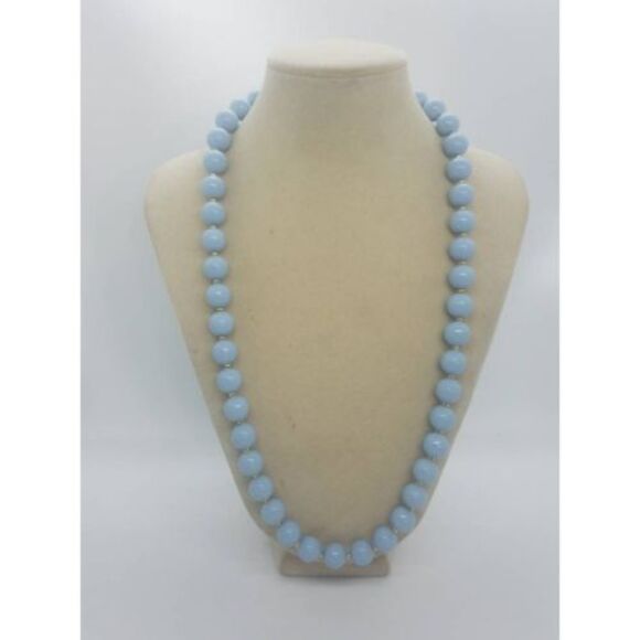 Vintage blue and gold bead‎ necklace - Picture 1 of 7
